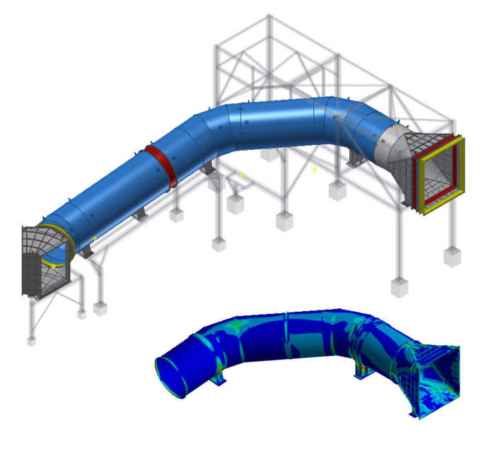 Rohrleitung mit Supports